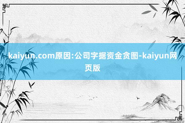kaiyun.com原因:公司字据资金贪图-kaiyun网页版