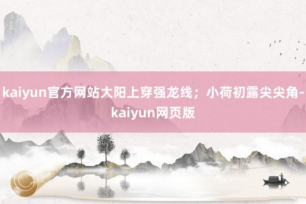 kaiyun官方网站大阳上穿强龙线；小荷初露尖尖角-kaiyun网页版
